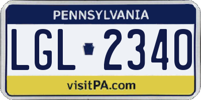 PA license plate LGL2340