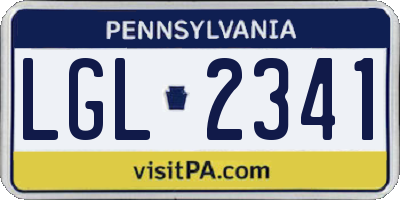 PA license plate LGL2341
