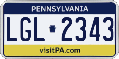 PA license plate LGL2343