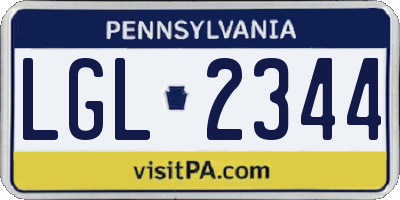 PA license plate LGL2344