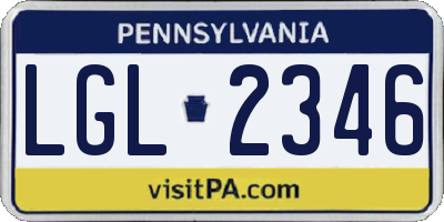 PA license plate LGL2346