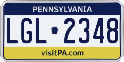 PA license plate LGL2348