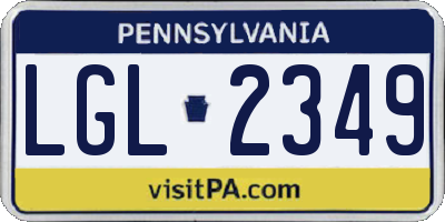 PA license plate LGL2349