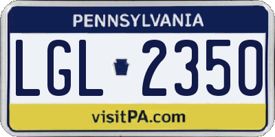 PA license plate LGL2350
