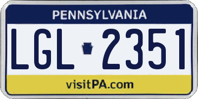PA license plate LGL2351