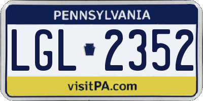PA license plate LGL2352