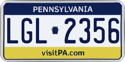 PA license plate LGL2356