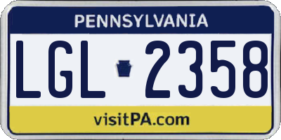 PA license plate LGL2358