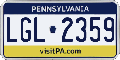 PA license plate LGL2359