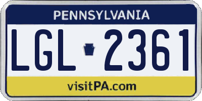 PA license plate LGL2361