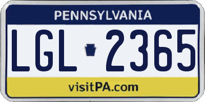 PA license plate LGL2365