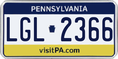 PA license plate LGL2366