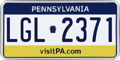 PA license plate LGL2371