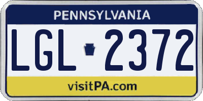 PA license plate LGL2372