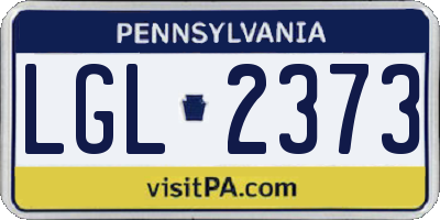 PA license plate LGL2373