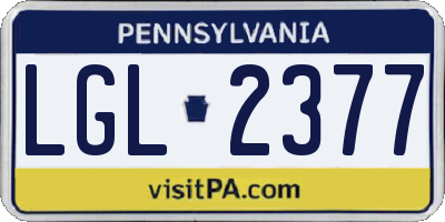 PA license plate LGL2377