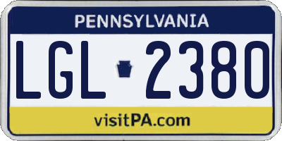 PA license plate LGL2380