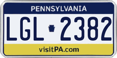 PA license plate LGL2382