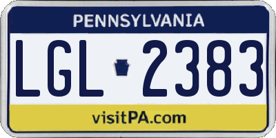 PA license plate LGL2383
