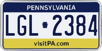 PA license plate LGL2384