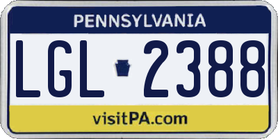 PA license plate LGL2388