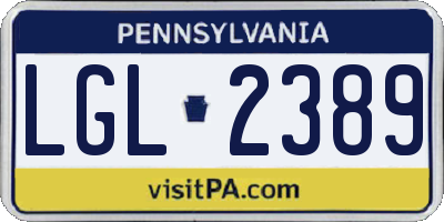 PA license plate LGL2389