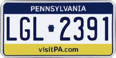 PA license plate LGL2391