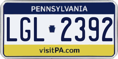 PA license plate LGL2392