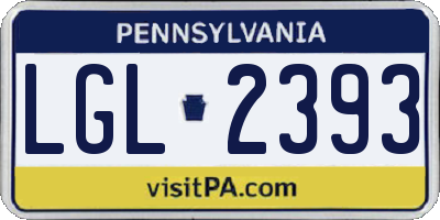 PA license plate LGL2393