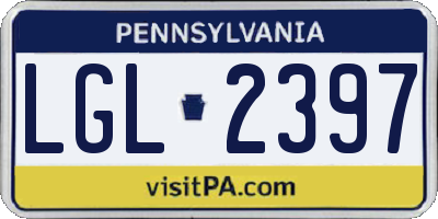 PA license plate LGL2397