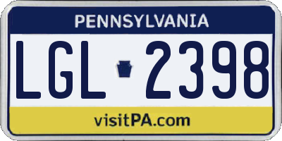 PA license plate LGL2398