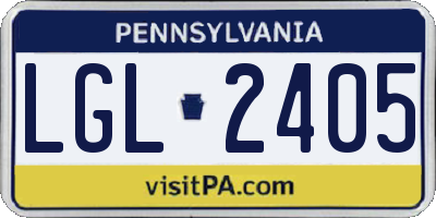 PA license plate LGL2405