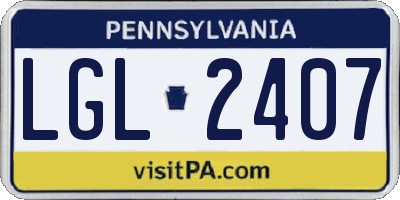 PA license plate LGL2407