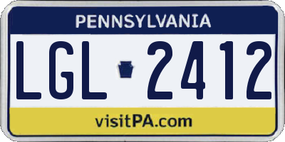 PA license plate LGL2412
