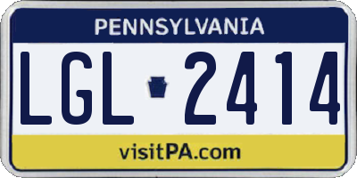PA license plate LGL2414