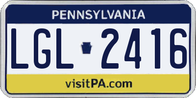 PA license plate LGL2416