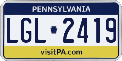 PA license plate LGL2419