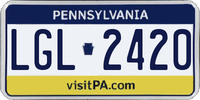 PA license plate LGL2420
