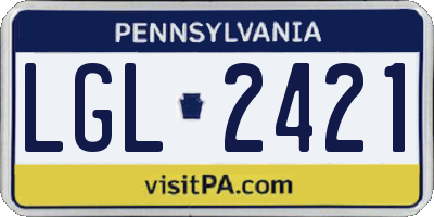 PA license plate LGL2421
