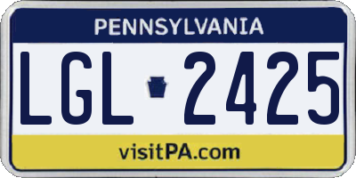 PA license plate LGL2425