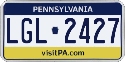 PA license plate LGL2427