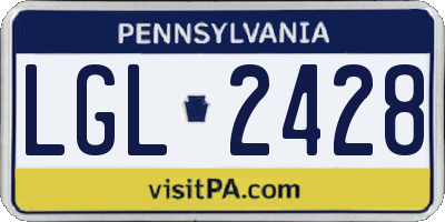 PA license plate LGL2428