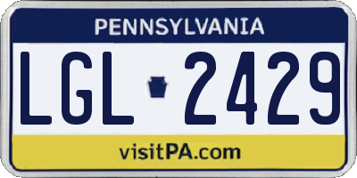PA license plate LGL2429
