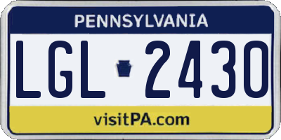 PA license plate LGL2430