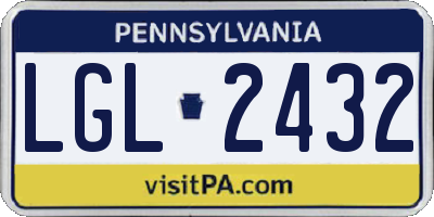 PA license plate LGL2432
