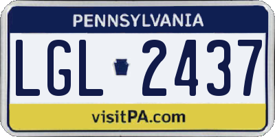 PA license plate LGL2437