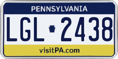 PA license plate LGL2438
