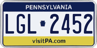 PA license plate LGL2452