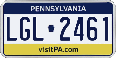 PA license plate LGL2461