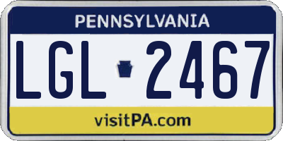 PA license plate LGL2467
